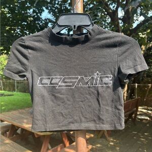 Black Cosmic Rhinestone Crop Top